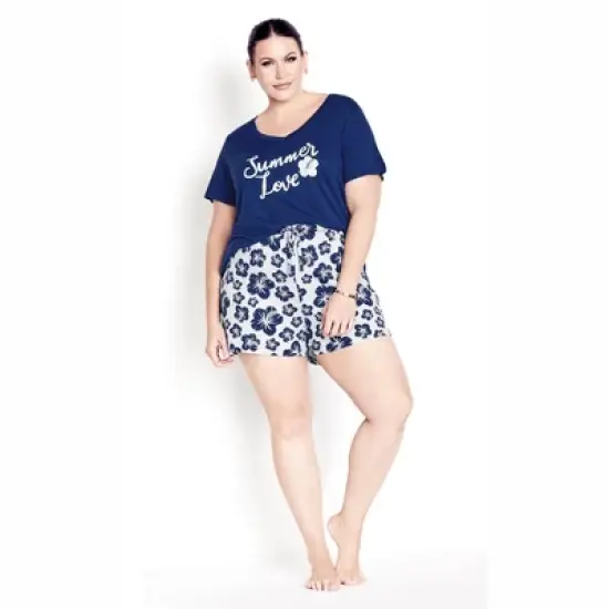 Women's Plus Size Hibiscus Sleep Short - hibiscus | AVENUE image {3}