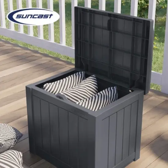 Suncast 22-Gallon Indoor or Outdoor Backyard Patio Small Storage Deck Box with Attractive Bench Seat and Reinforced Lid, Cyberspace (4 Pack) image {4}