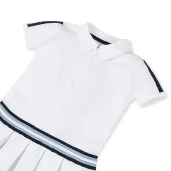 Hope & Henry Girls' Organic Cotton Short Sleeve Zipper Polo Sweater Dress, Kids image {1}