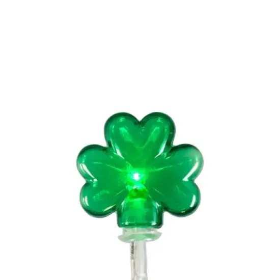 Northlight LED St Patrick's Day Shamrock String Lights with Timer - Green - 5.5' Clear Wire - 20ct image {3}