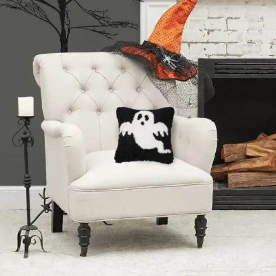 C&F Home 8" x 8" Spooky Ghost Hooked Petite Halloween Throw Pillow image {4}