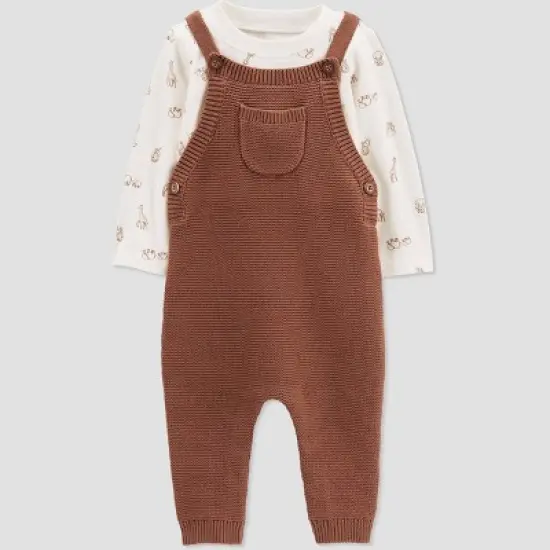 Carter's Just One You&reg;️ Baby Boys' Safari Top & Overalls Set - Brown image {1}