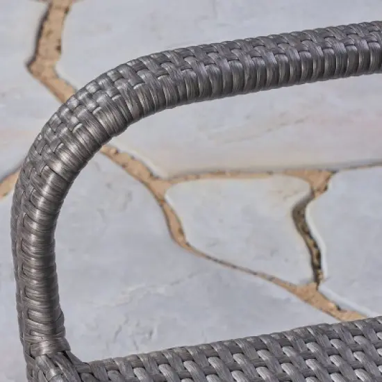 Sanders 3pc Acacia Wood & Wicker Bistro Set - Gray - Christopher Knight Home image {6}