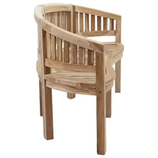 Sunnydaze 59" Solid Wooden Teak Outdoor Banana Bench with Curved Back image {6}