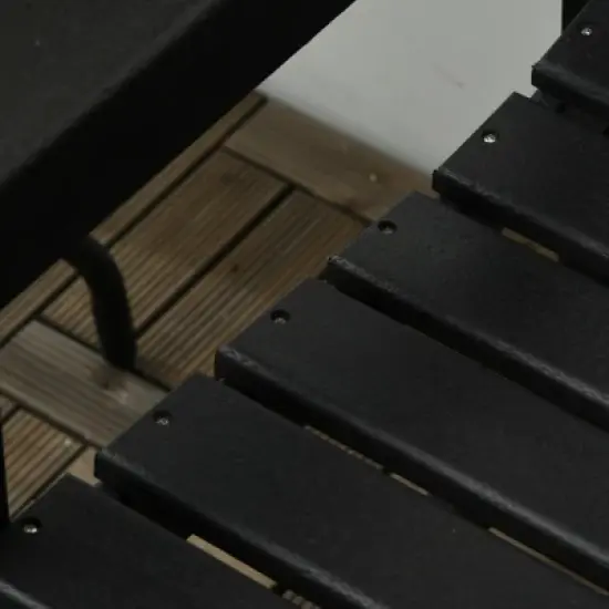 Outsunny All-Weather Patio Chair, HDPE Patio Dining Chair, Heavy Duty Wood-Like Outdoor Furniture image {4}