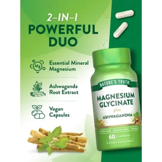 Nature's Truth Magnesium Glycinate with Ashwagandha | 60 Capsules image {4}