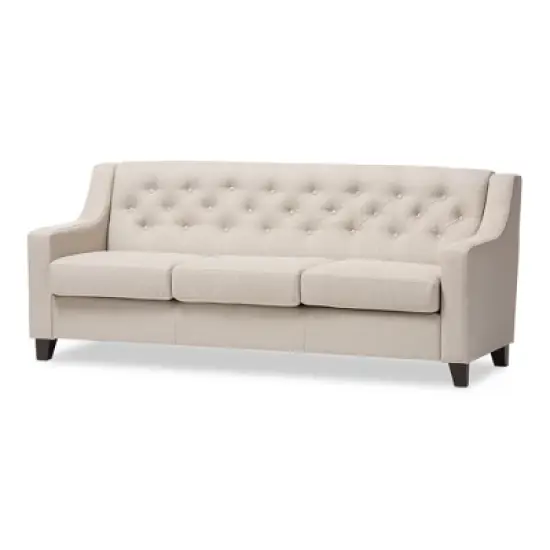 Arcadia Modern and Contemporary Fabric Upholstered Button Tufted Living Room 3 Seater Sofa - Baxton Studio image {5}