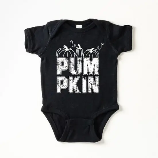 The Juniper Shop Pumpkin Distressed Baby Bodysuit image {2}