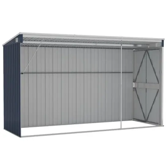 vidaXL Storage Shed Wall-mounted Garden Shed for Backyard Galvanized Steel - Anthracite 46.5" x 113.4" x 70.1" image {5}