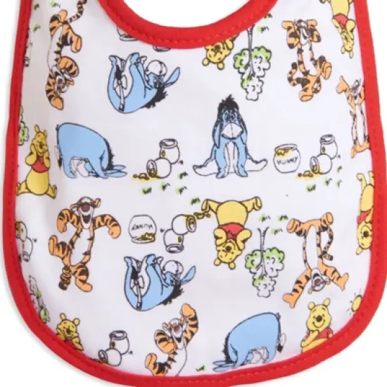 Disney Winnie the Pooh Tigger Eeyore Piglet Baby Boys 5 Pack Side Snap Bibs image {7}