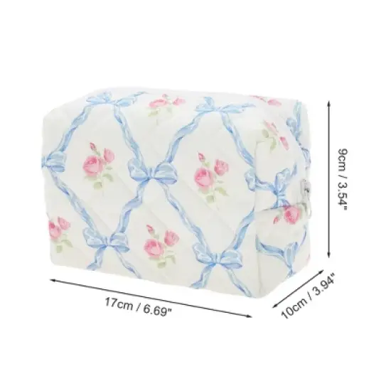 Unique Bargains Rectangle Bow Makeup Bag 1 Pc image {1}
