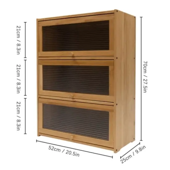 YIYIBYUS 3 Tiers Kitchen Countertop Pantry Storage Cabinet, Log color image {2}