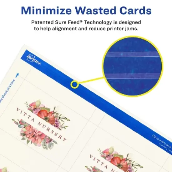 Avery Printable Rectangle Business Cards with Sure Feed Technology, 2.5" x 3.5", Ivory Cardstock, Print-to-the-Edge, Laser/Inkjet Cards, 150 Total image {3}