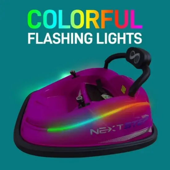 Serenelife 360 Degree Spinning Bumper Car with Adjustable Safety Belt, Control Panel, Soft Bumper, Flashing Lights, Built In Battery & Wheels, Pink image {5}