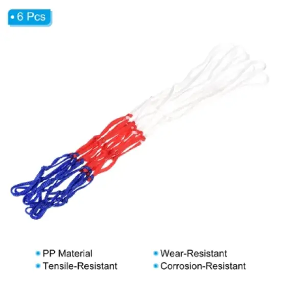 Unique Bargains Mini Tensile-Resistant Sturdy Basketball Net White Red Blue 12" 6 Pcs image {2}