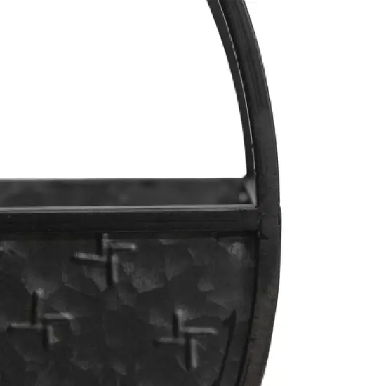 Round Black Metal Wall Planter - Foreside Home & Garden image {3}