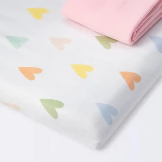 Fitted Playard Jersey Sheet - Cloud Island&trade; Hearts/Pink 2pk image {3}