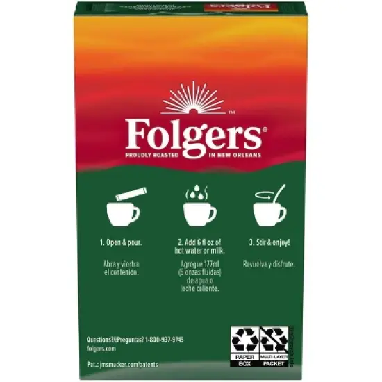 Folgers Classic Decaf Instant Coffee Crystals Packets, 6 Count (Pack of 4) image {2}