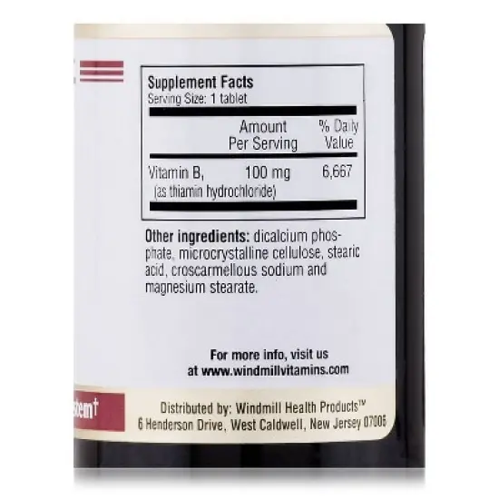 Windmill Vitamin B-1 ,100 mg - 100 Ct image {2}