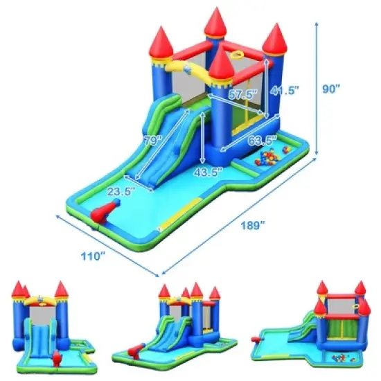 Costway Inflatable Bouncer Climbing Slide Bounce House Water Park BallPit Without Blower image {2}