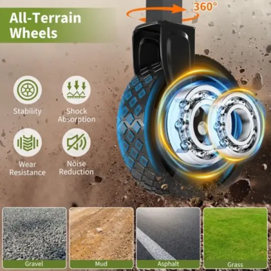 Collapsible Folding Wagon Cart, Heavy-Duty 360LBS Capacity, All-Terrain Utility Wagon with 360&deg; Wheels & Cup Holders for Beach, Camping, Garden image {2}