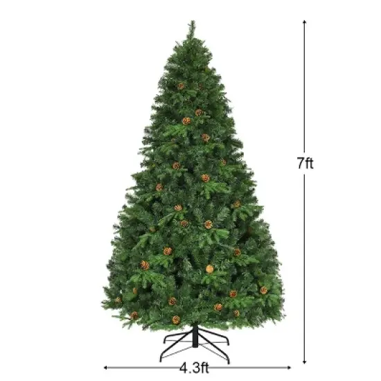 Costway 7Ft/7.5FT/8FT Pre-Lit Christmas Tree Hinged 460/540/600 Lights image {3}