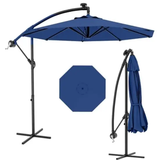 10FT  Cantilever Umbrella, Base Included - for 2-6 People, 360-Degree Rotation & Infinite Tilt, Fade-Resistant Canopy for Deck Pool Garden Backyard image {11}