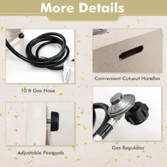 Costway 42'' Terrazzo Fire Pit Table 50,000 BTU Rectangle Propane Fire Pit with PVC Cover image {8}