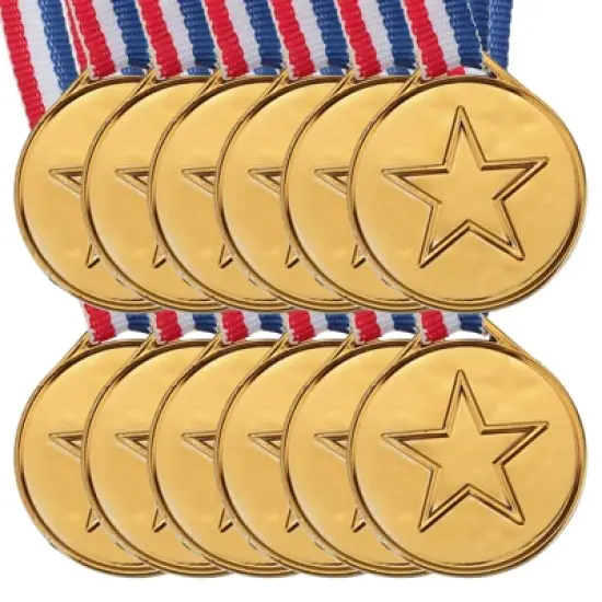 Unique Bargains Plastic Lightweight Embossed Pentagram Bright Appearance Sports Award Medals Mini 12 Pcs 1.5" image {7}