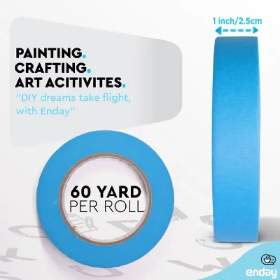 Enday Colored Masking Tape Masking Tape 1 Inch Wide x 160 Feet (60 Yards) Each Roll - Color Masking Tape, Colored Masking Tape 1 inch image {4}