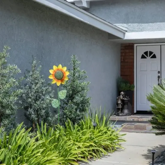 63"x16" Spring Festive Blooming Metal Sunflower Garden Stake - Alpine Corporation image {1}