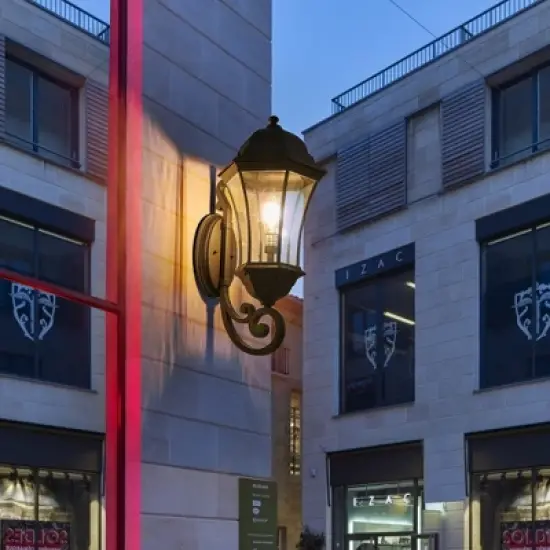 DOMETOUR 27'' Outdoor Wall Lantern, Dusk to Dawn Sensor, Waterproof Light with Clear Glass, Vintage Sconce for Porch, Patio, Entry (No Bulb) image {8}