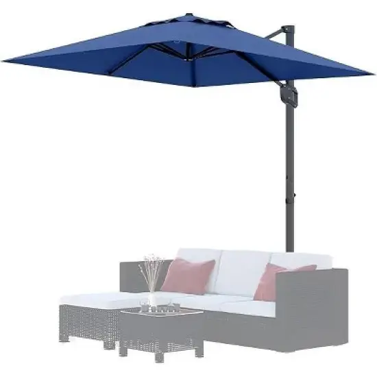 10FT Square Cantilever Patio Umbrella, 360&deg; Rotating Sun Shade with Locking Handle, Heavy-Duty Aluminum Frame for Deck & Balcony image {8}