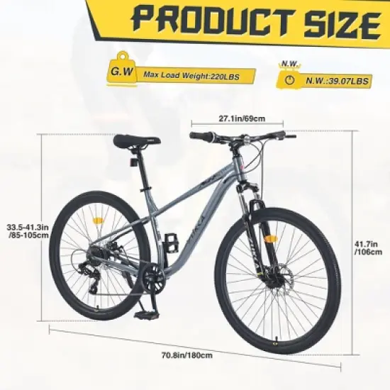 Gulches 29-Inch Gray 8-Speed Mountain Bicycles - Front Suspension for All-Terrain Adventures image {4}