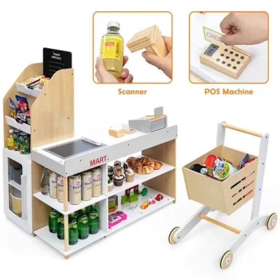 Costway Grocery Store Playset Pretend Play Supermarket Shopping Set with Shopping Cart image {1}