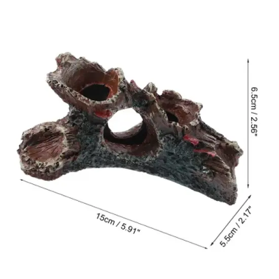 Unique Bargains Aquarium Decorations Hollow Tree Trunk Ornament Resin Fish Accessories Brown Green Black 5.91"x2.17" 1 Pcs image {3}