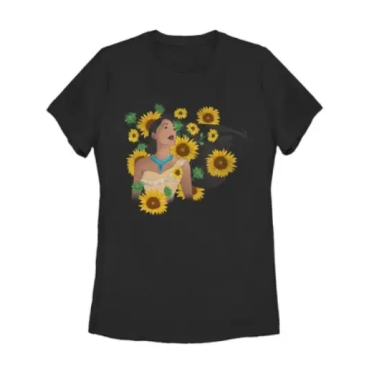 Women's Pocahontas Basking In A Forest Of Sunflowers T-Shirt image {3}