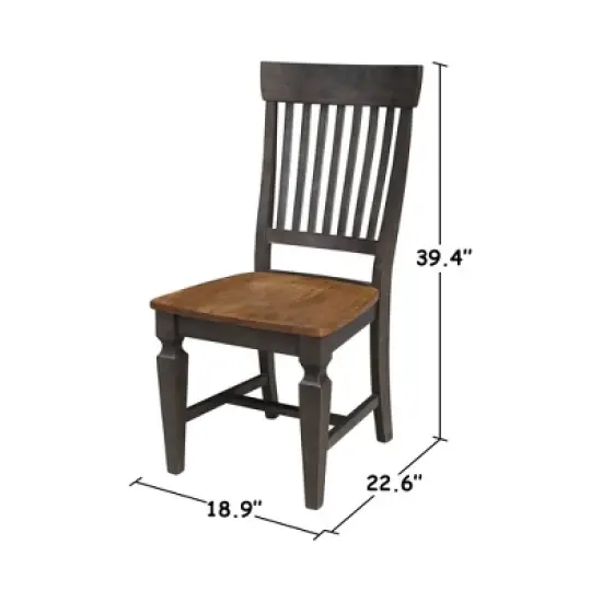 42" Round Dual Drop Leaf Dining Table with 2 Slat Back Chairs Hickory/Washed Coal - International Concepts image {7}