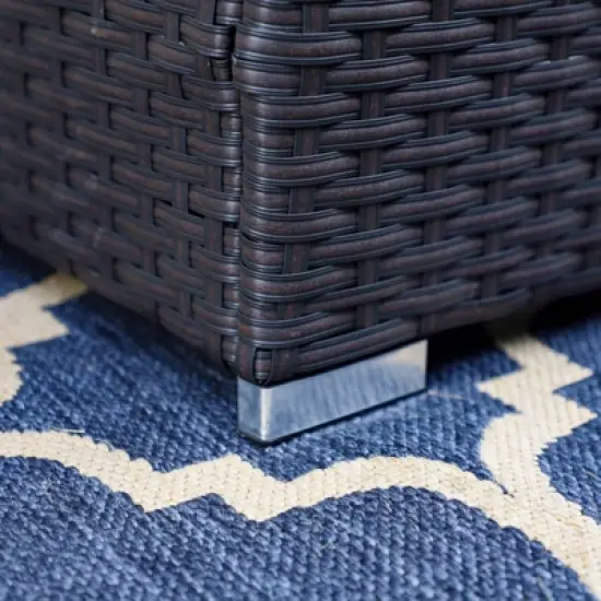 2pk Outdoor Rattan Ottomans with Cushions - Captiva Designs image {10}