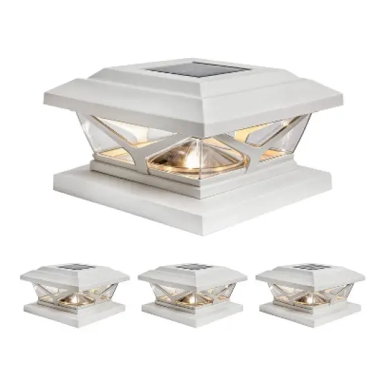 Home Zone Security&reg; Crown-Style Solar-Powered LED Post Cap Light with Adjustable Color Temperature, 4 Pack image {1}