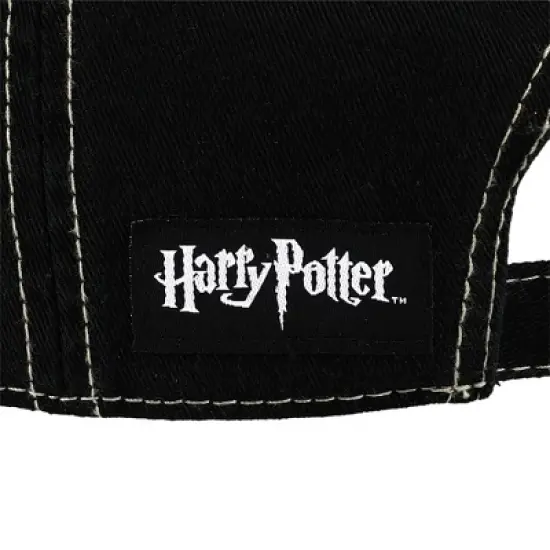 Harry Potter Flat Embroidered Two-Tone Crest Black Dad Hat for Men image {3}