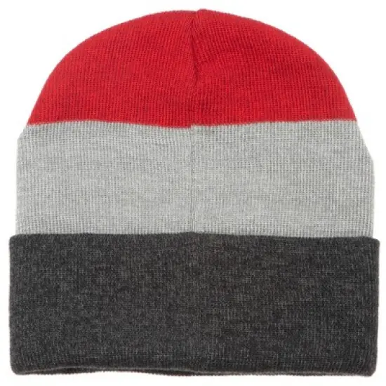 Dungeons and Dragons Game Striped Red Marled Embroidery Logo Knitted Beanie Hat for Winter image {1}