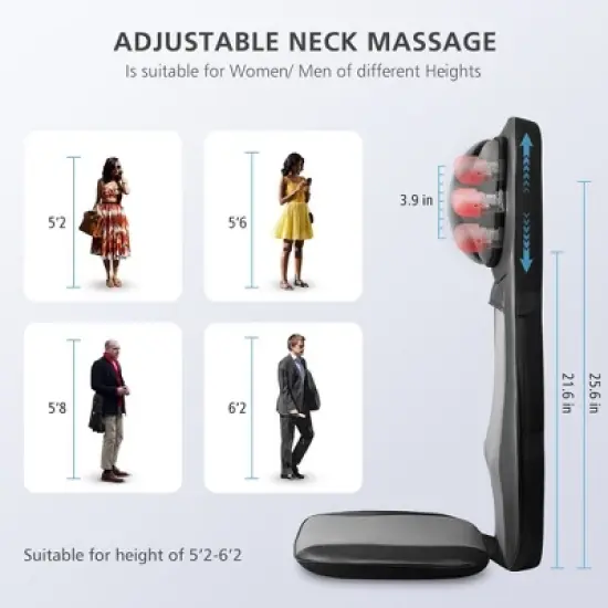 Snailax Shiatsu Back Massager with Heat - Full Back Kneading Shiatsu and Rolling Massage Chair image {6}