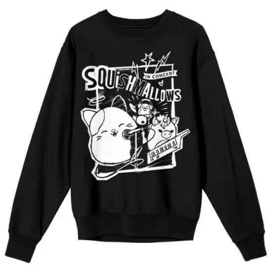 Squishmallows In Concert Crew Neck Long Sleeve Black Adult Sweatshirt image {3}
