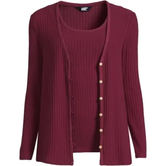 Lands' End Women's Wide Rib Cardigan and Tank Set image {4}