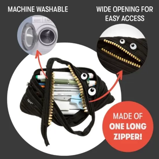 ZIPIT Grillz Large Pencil Case for Kids, Black image {2}