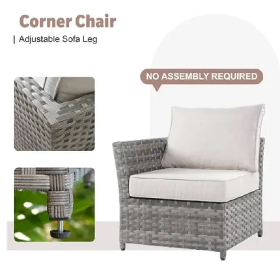 Tenaya 10pc Wicker Outdoor Patio Furniture Set Conversation Sofa with a Metal Fire Pit, Swivel Chairs and Cushions image {5}