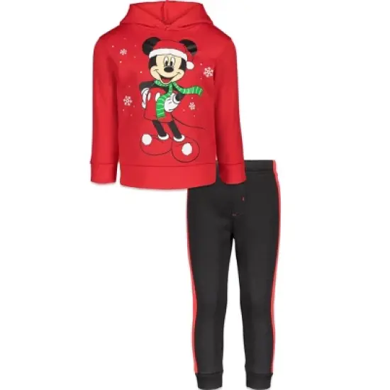 Disney Mickey Mouse Christmas Fleece Pullover Hoodie and Pants Outfit Set Infant to Little Kid  image {9}