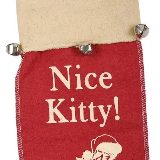 Primitives By Kathy 18.0 Inch Nice Kitty Stocking Christmas Holiday Stocking , Cat Bells (1PC) image {2}