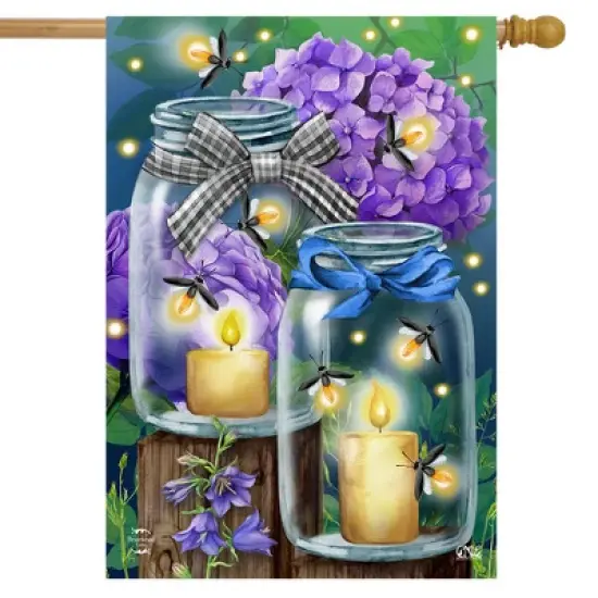 Fireflies Spring House Flag Candles Mason Jars 28 x 40 Briarwood Lane image {1}